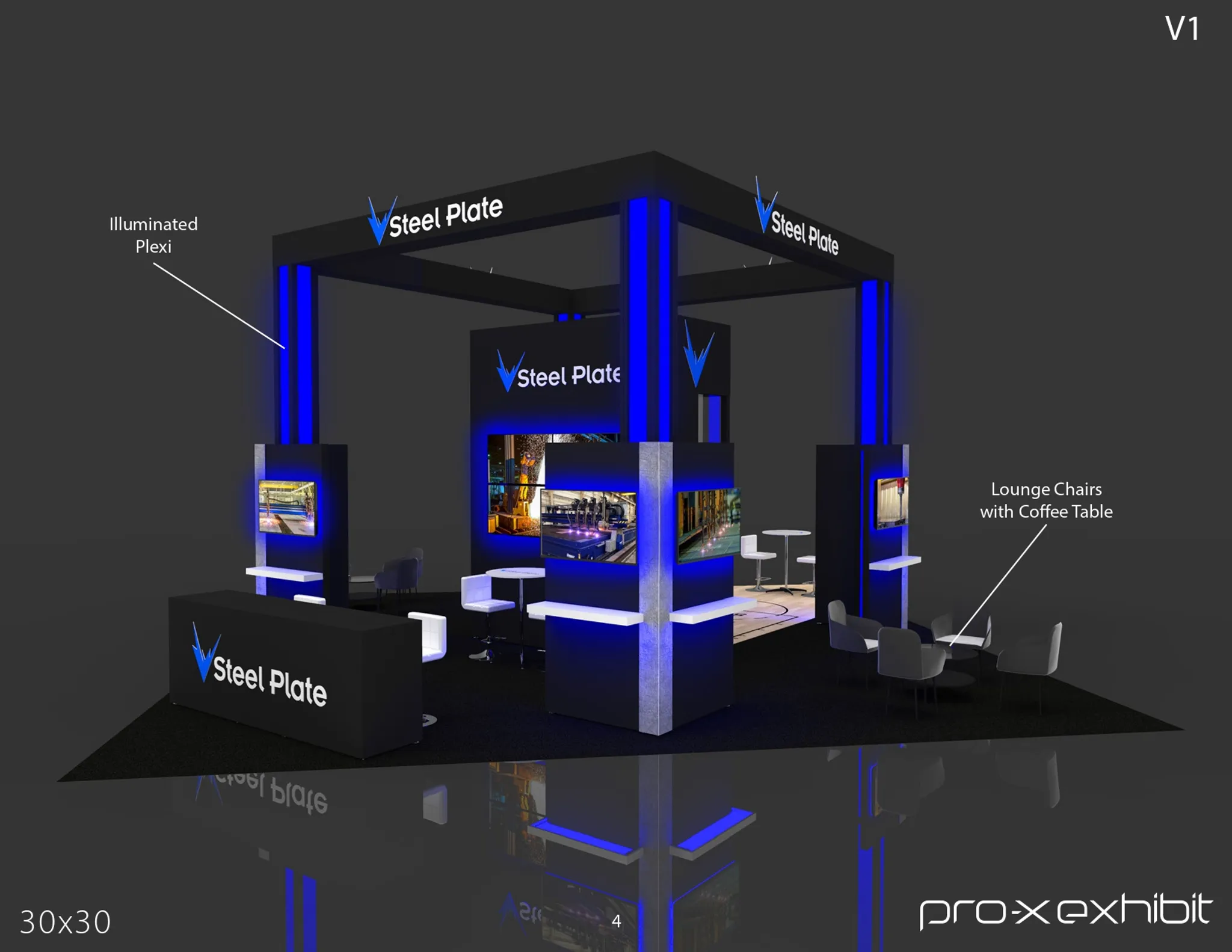 30x30 Island booth design by Pro-X Exhibits
